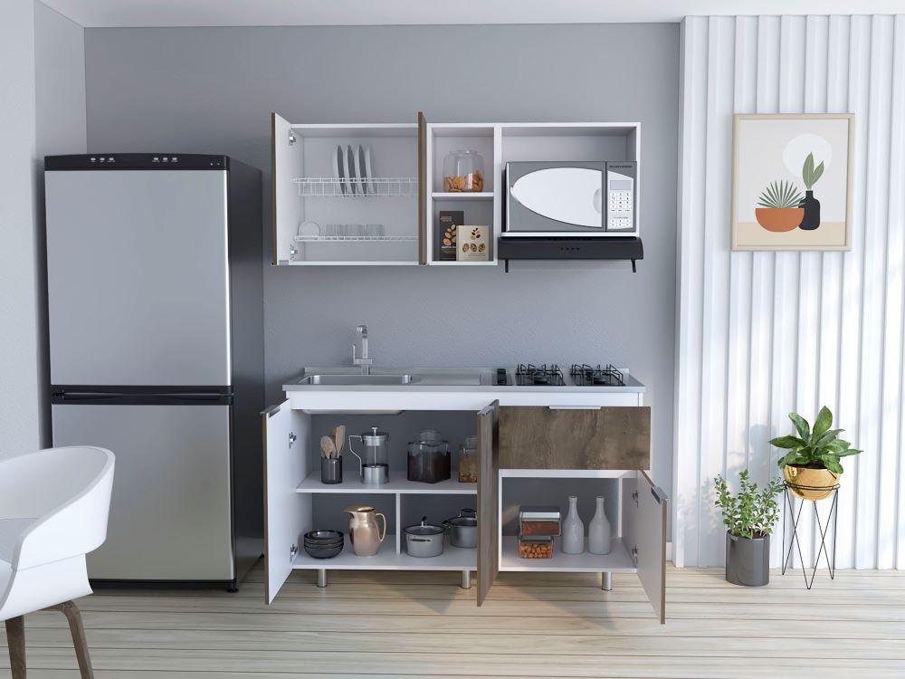 Cocina Integral Bilcont Y Blanco Con Mesón Izquierdo