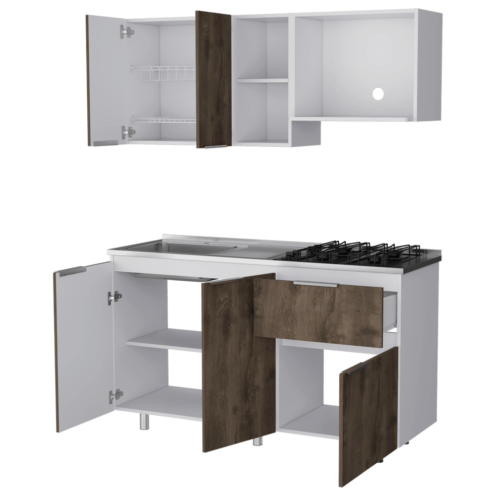 Cocina Integral Bilcont Y Blanco Con Mesón Izquierdo