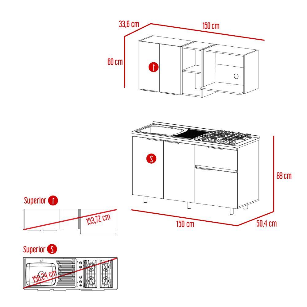 Cocina Integral Bilcont Y Blanco Con Mesón Izquierdo