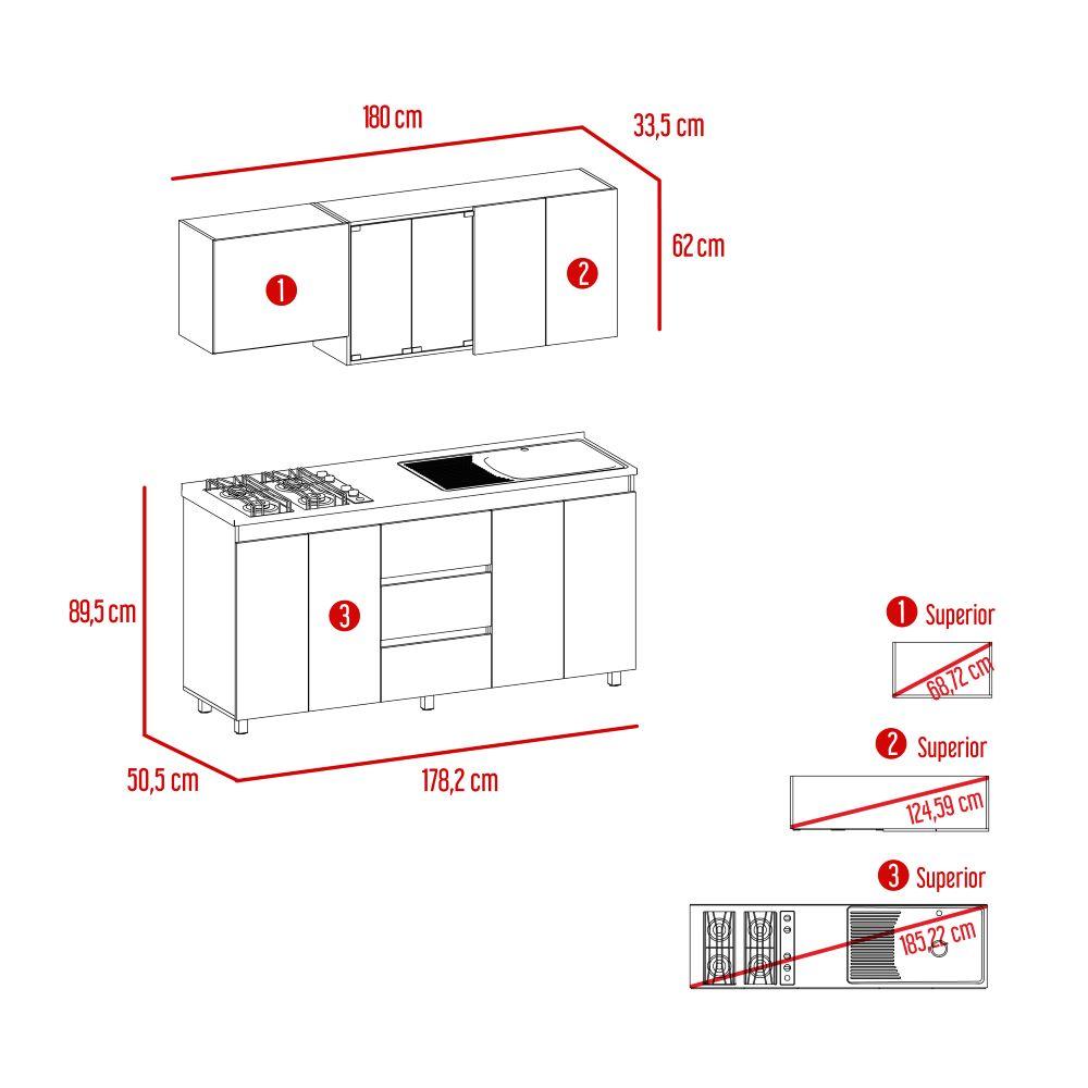 Cocina Integral Kaimor Blanco Y Nogal Con Mesón Derecho