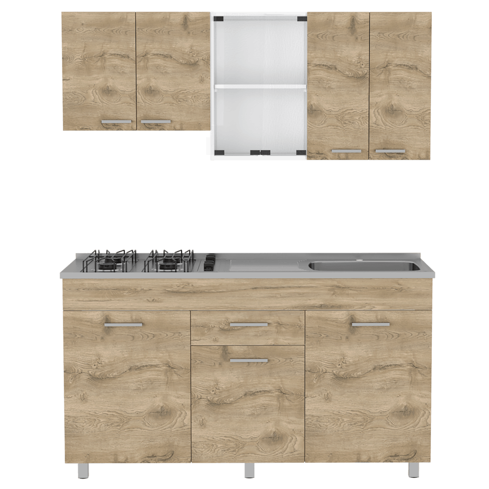 Cocina Integral Avorin Macadamia Y Blanco Con Mesón Derecho