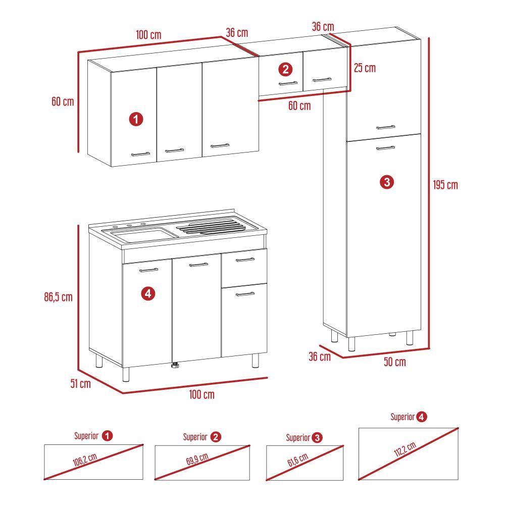 Cocina Integral Flummer Chocolate Y Blanco Con Mesón Izquierdo