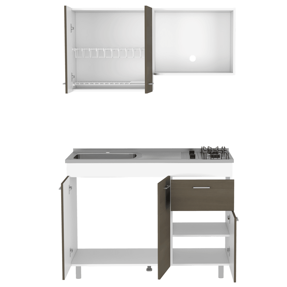 Cocina Integral Ekovia Blanco Y Canela Con Meson Izquierdo