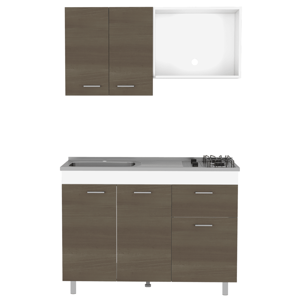 Cocina Integral Ekovia Blanco Y Canela Con Meson Izquierdo