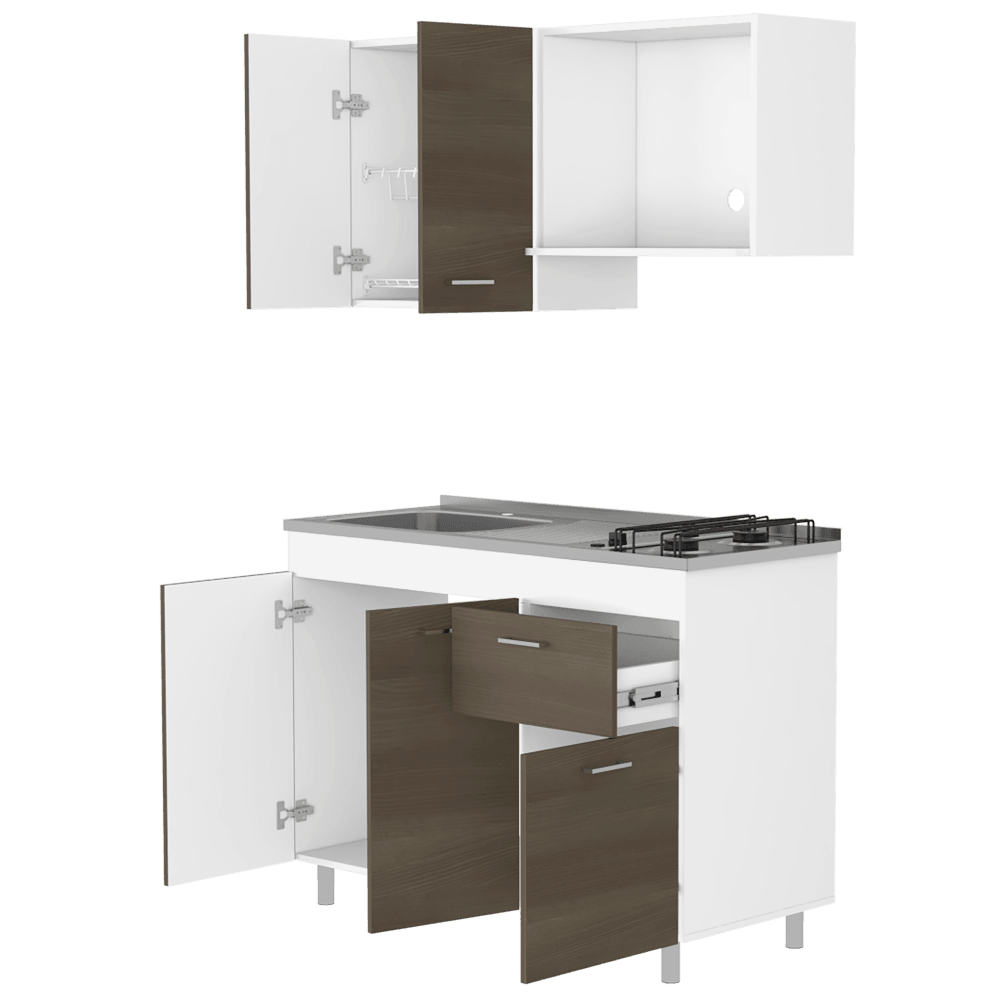 Cocina Integral Ekovia Blanco Y Canela Con Meson Izquierdo