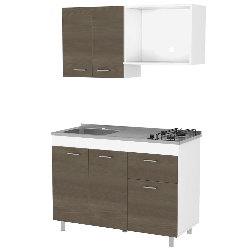 Cocina Integral Ekovia Blanco Y Canela Con Meson Izquierdo
