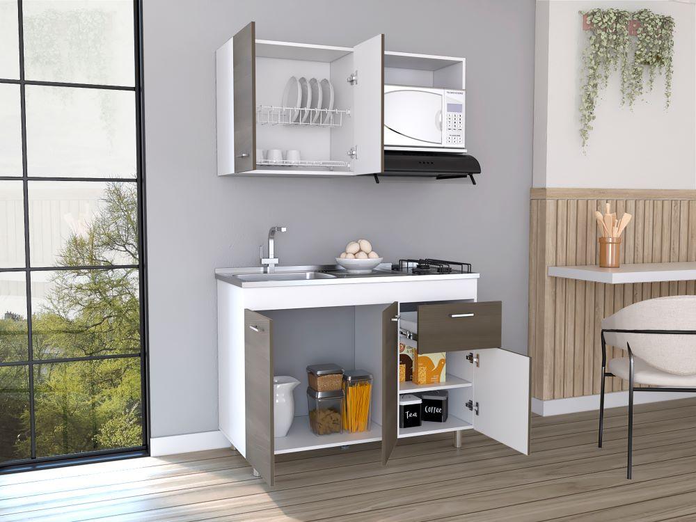 Cocina Integral Ekovia Blanco Y Canela Con Meson Izquierdo