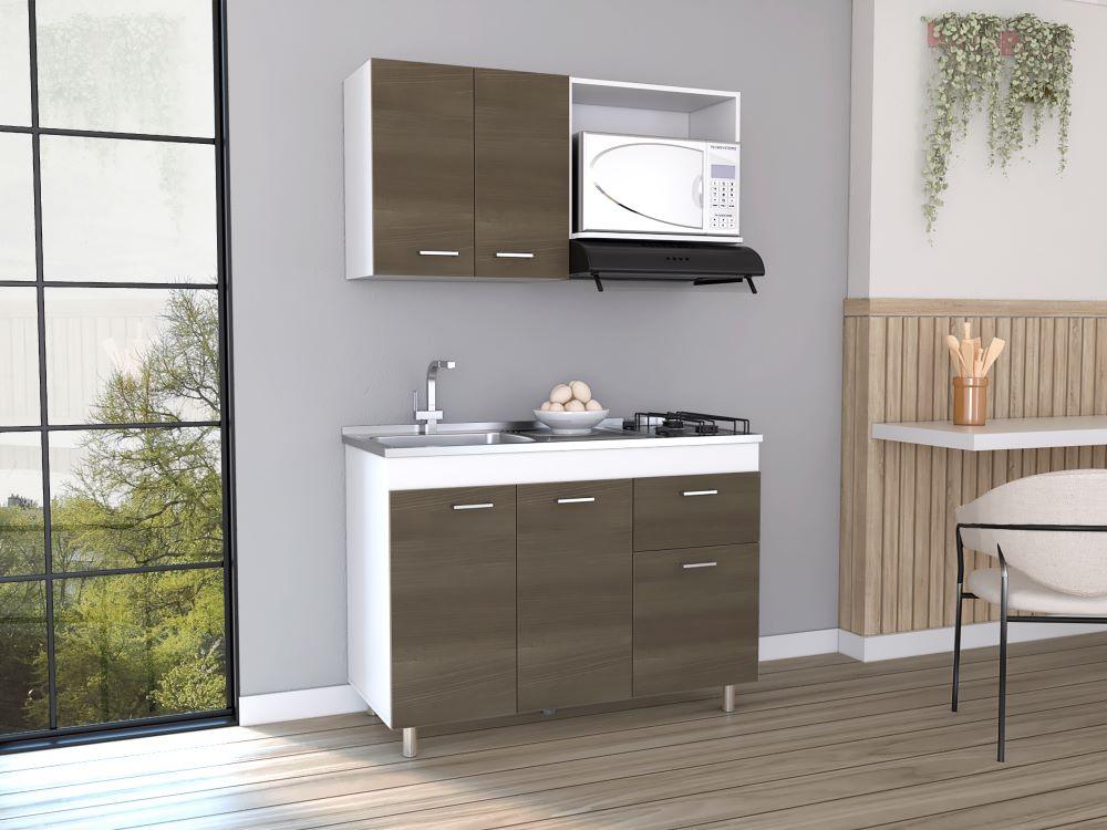 Cocina Integral Ekovia Blanco Y Canela Con Meson Izquierdo