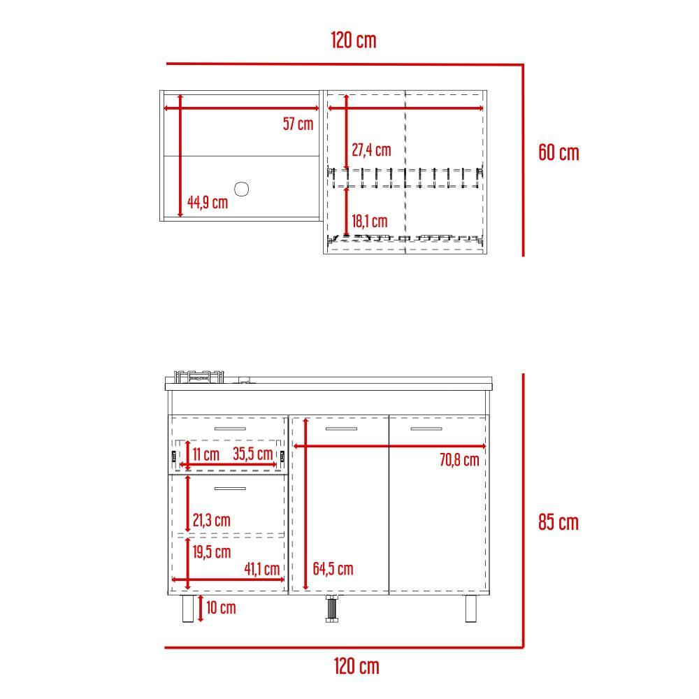 Cocina Integral Ekovia Blanco Y Castaño Con Meson Derecho