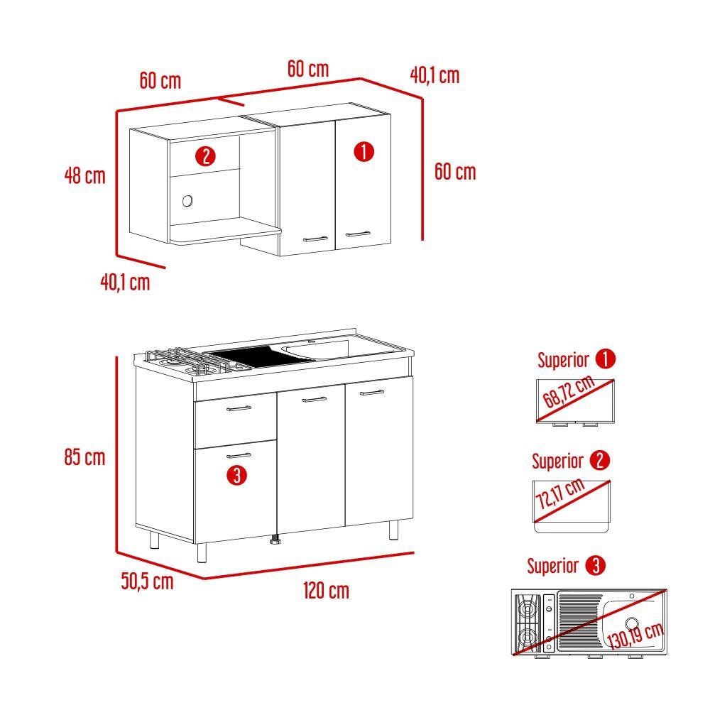 Cocina Integral Ekovia Blanco Y Castaño Con Meson Derecho