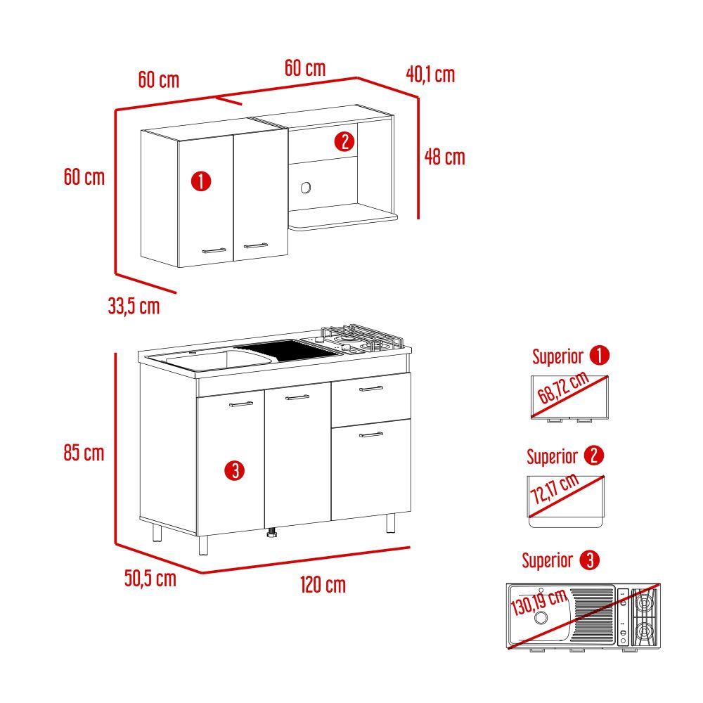 Cocina Integral Ekovia Blanco Y Castaño Con Meson Izquierdo