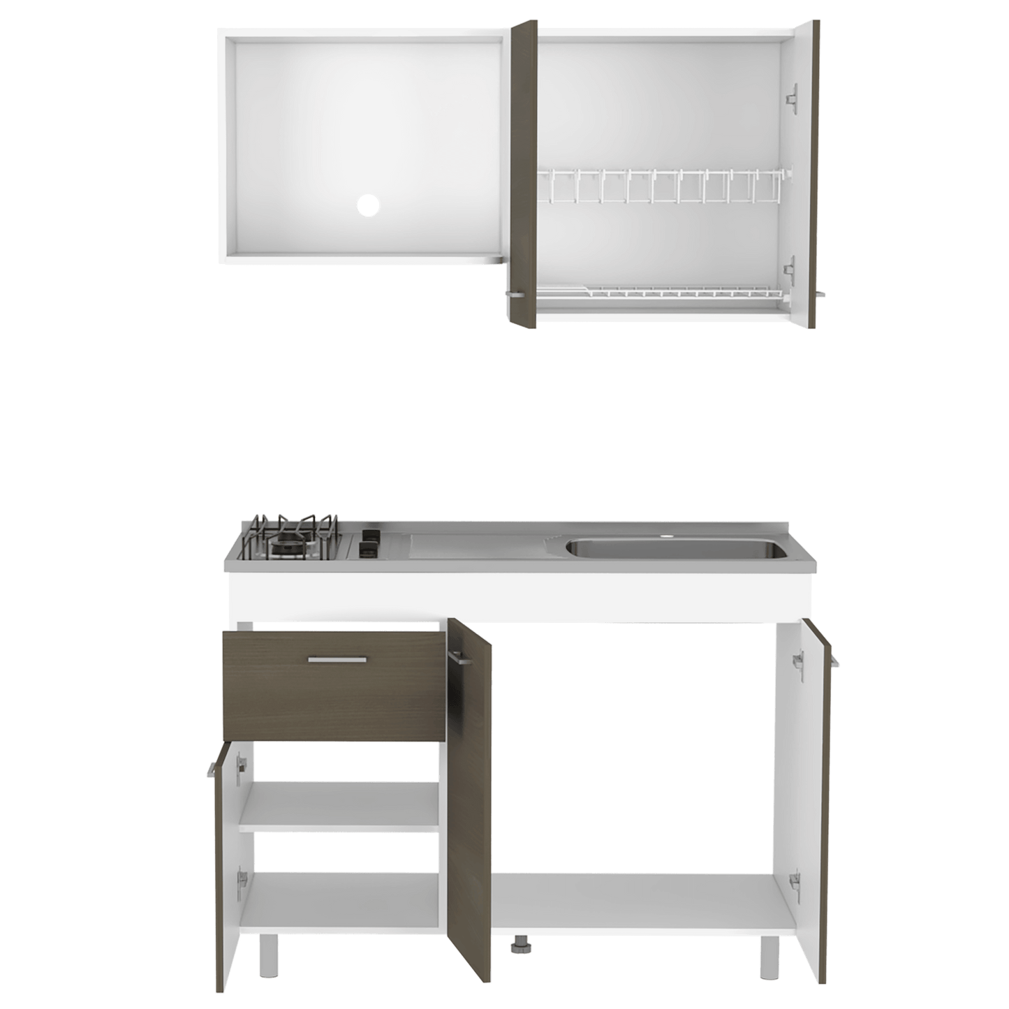 Cocina Integral Ekovia Blanco Y Canela Con Meson Derecho