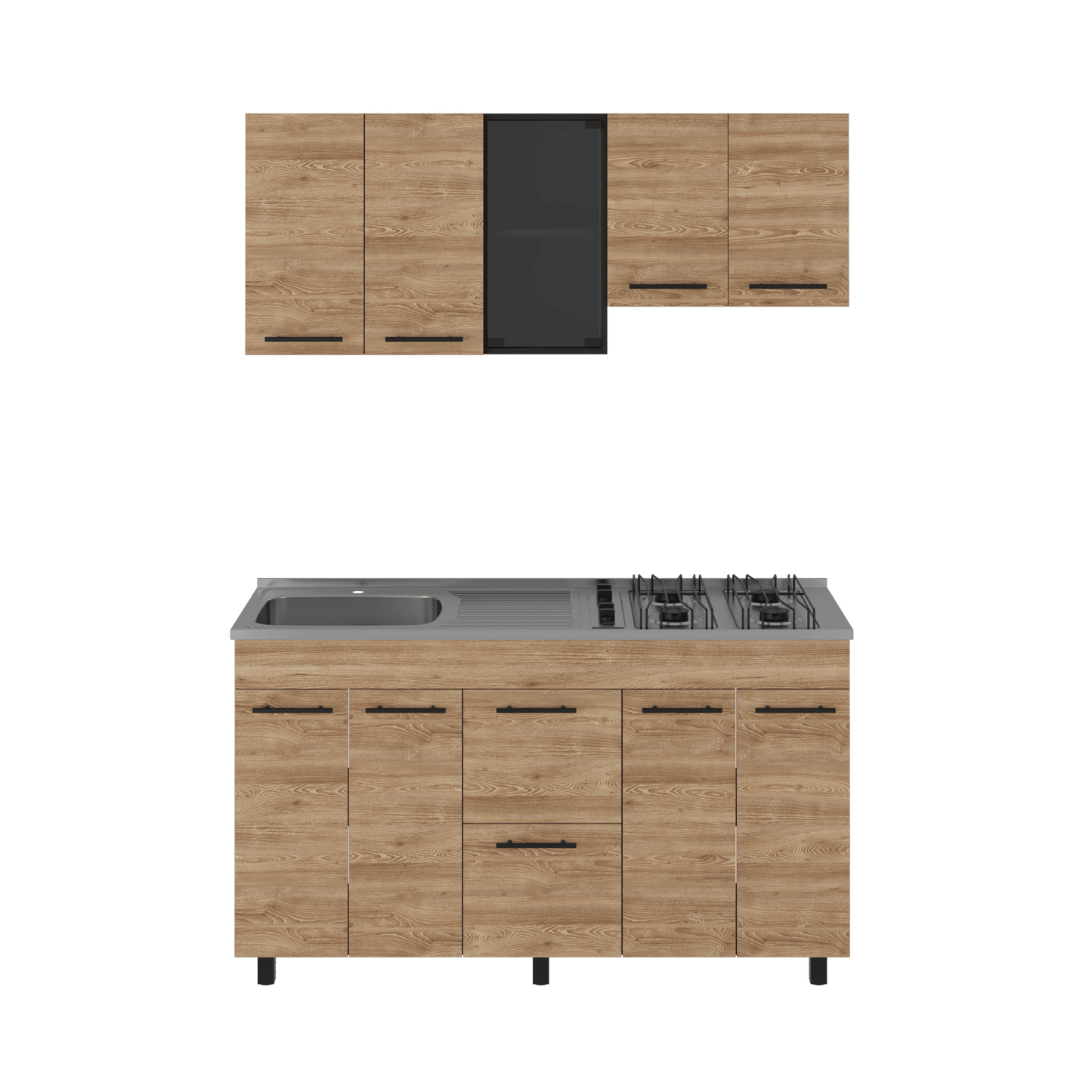 Cocina Integral Elvora Wengue Y Miel Con Mesón Izquierdo