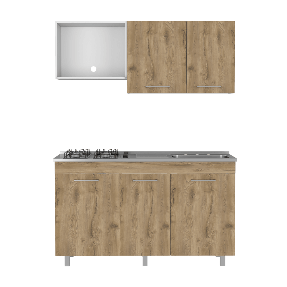 Cocina Integral Junavi Macadamia Y Blanco Con Mesón Derecho