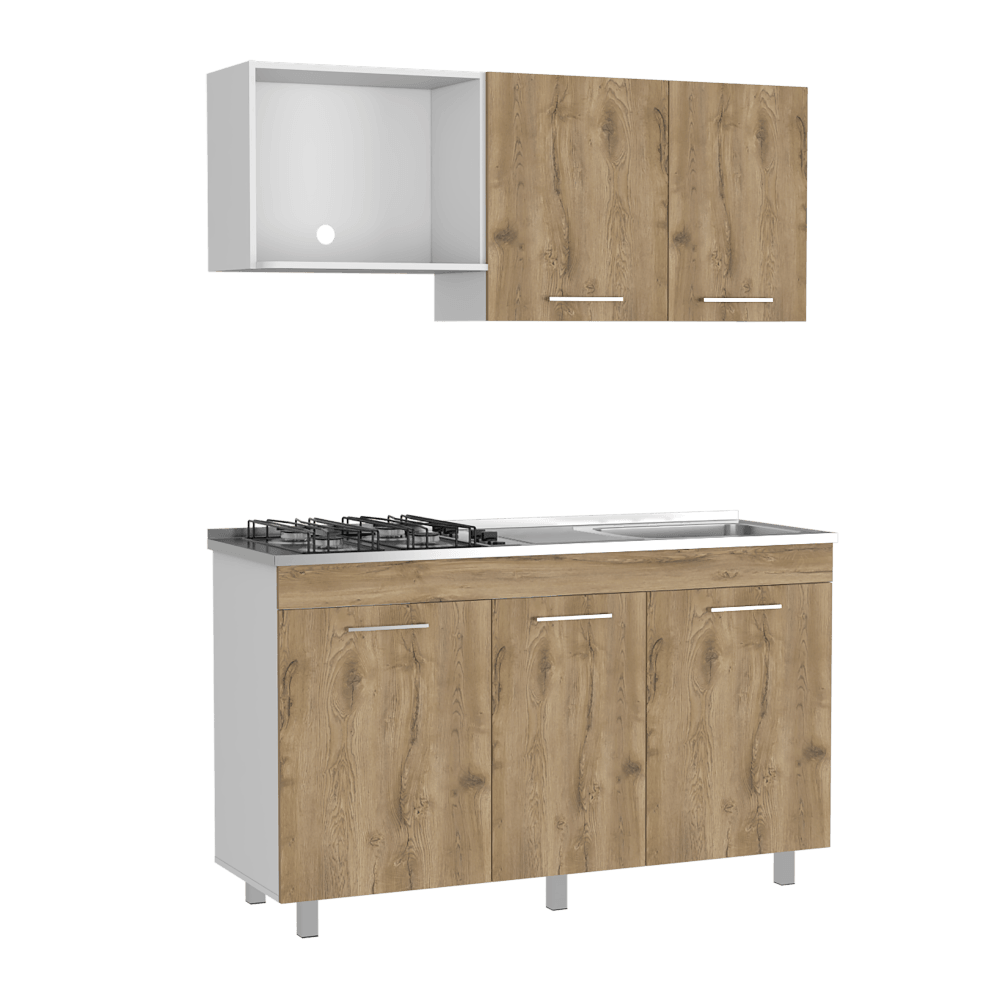 Cocina Integral Junavi Macadamia Y Blanco Con Mesón Derecho