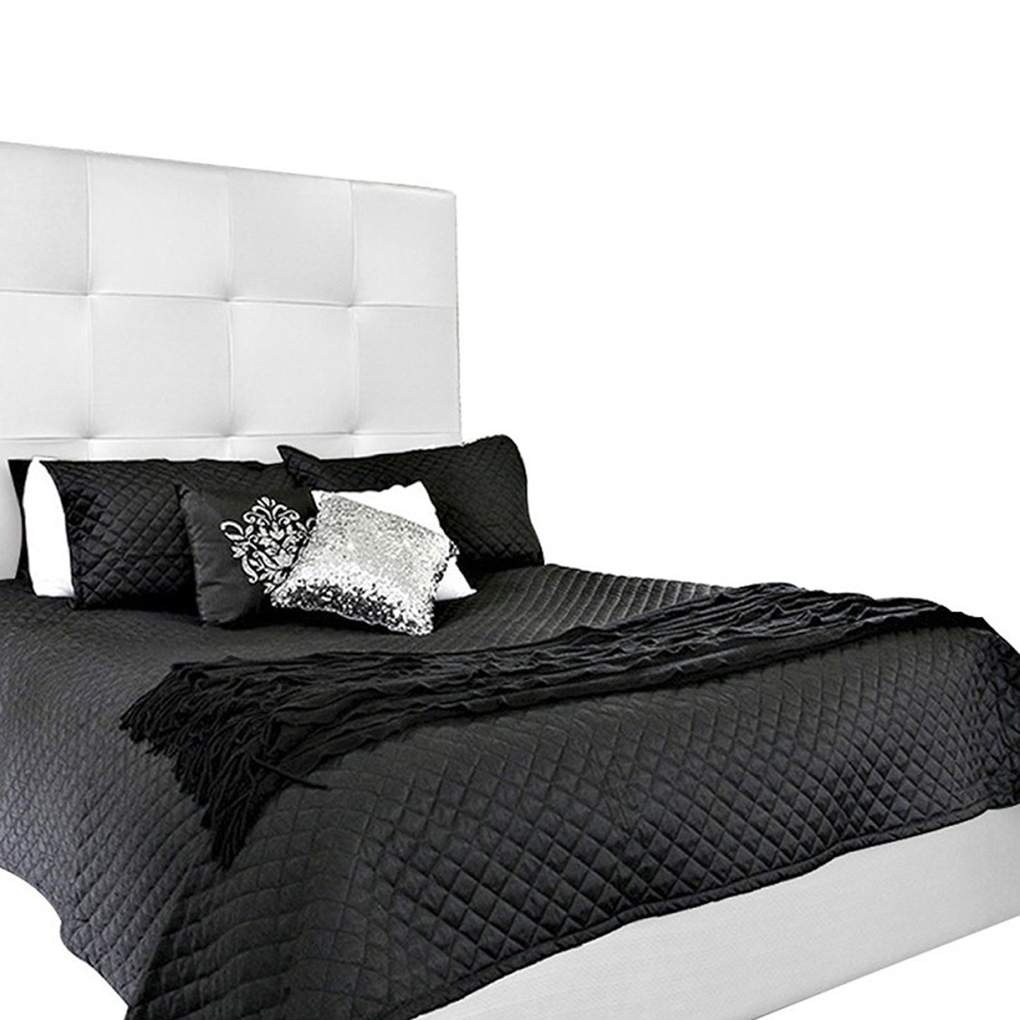 Base Cama con Espaldar + Colchon King Rock 200x200x150 blanco