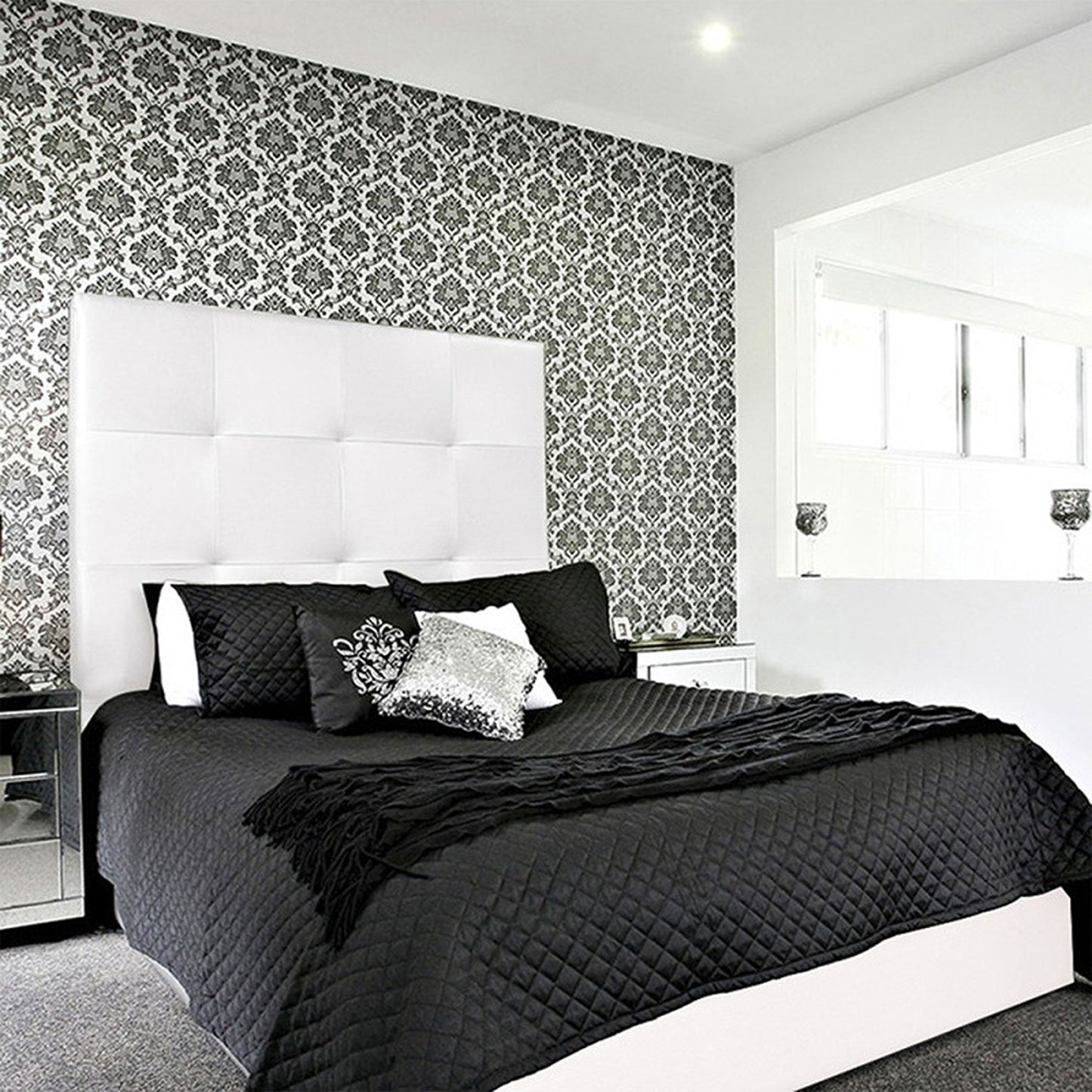 Base Cama con Espaldar + Colchon Queen Rock 160x190x150 blanco