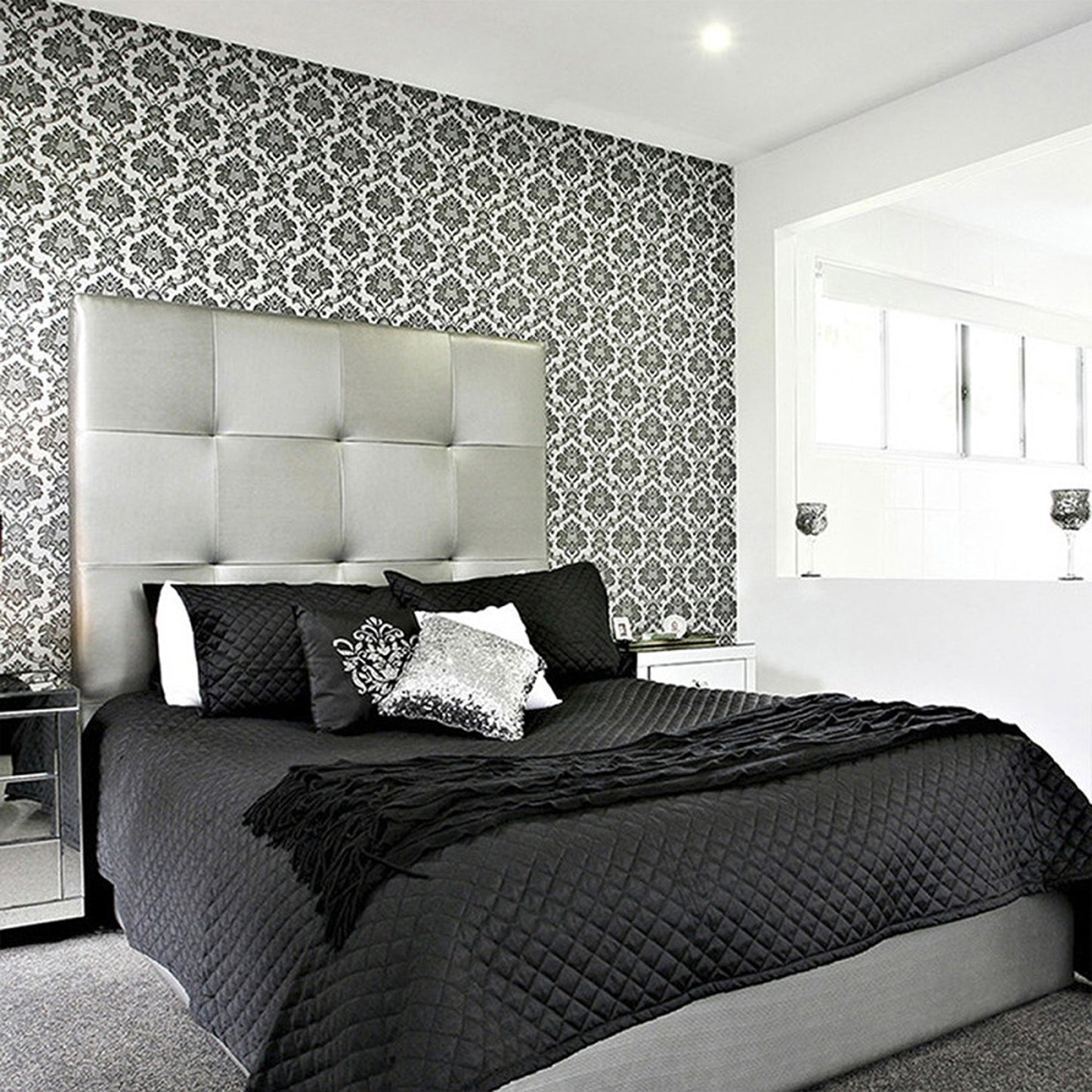 Base Cama con Espaldar + Colchon Doble Rock 140x190x150 gris plata