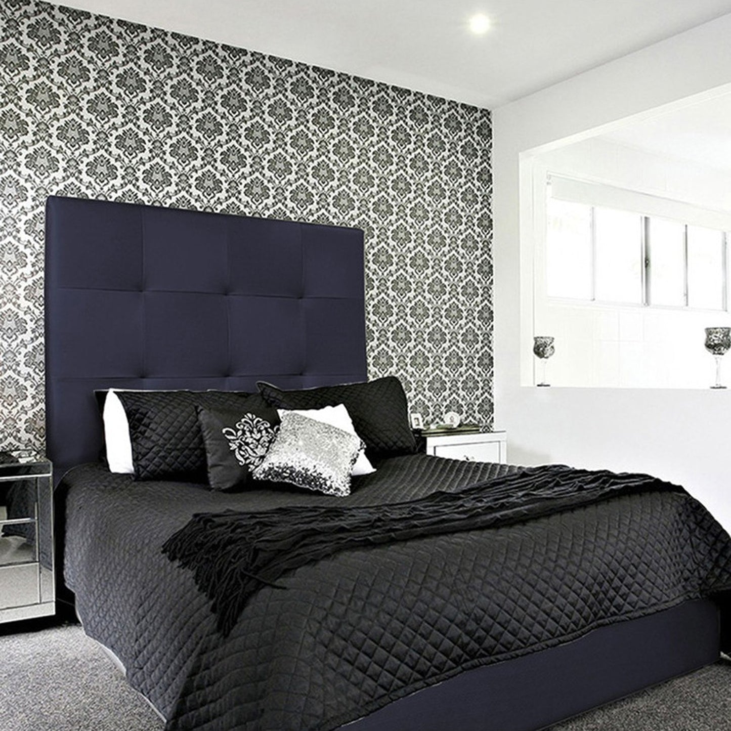 Base Cama con Espaldar + Colchon King Rock 200x200x150 azul