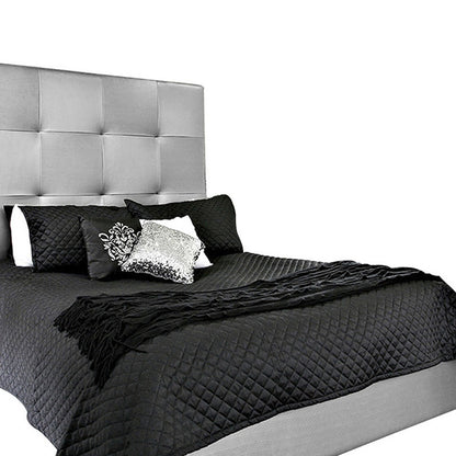 Base Cama con Espaldar + Colchon King Rock 200x200x150 gris plata