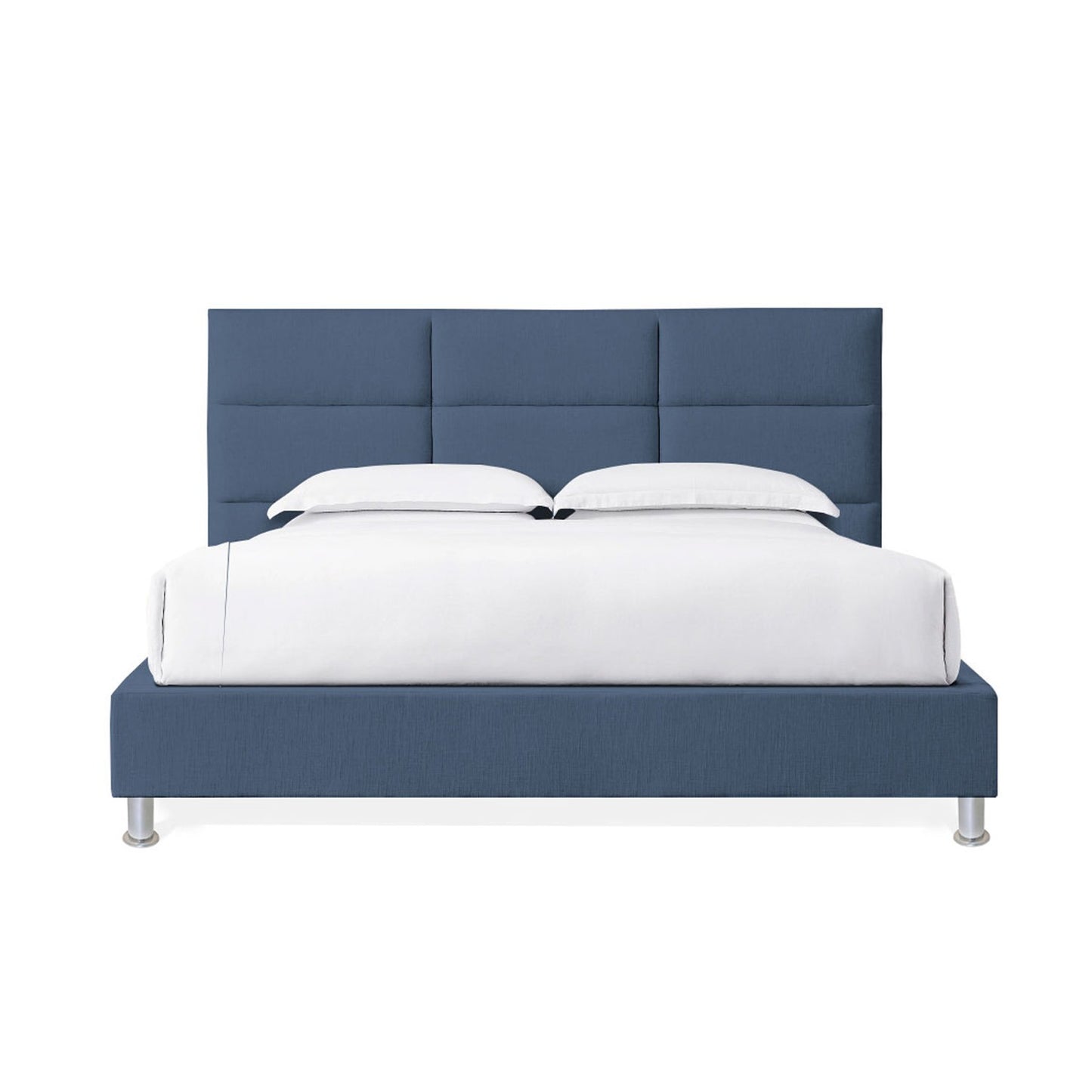 Base Cama Con Espaldar Queen Delhi Azul