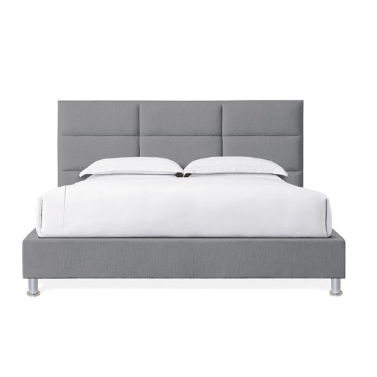 Base Cama Con Espaldar King Delhi Gris Plata