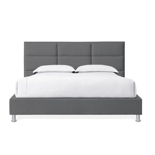 Base Cama Con Espaldar King Delhi Gris Plomo