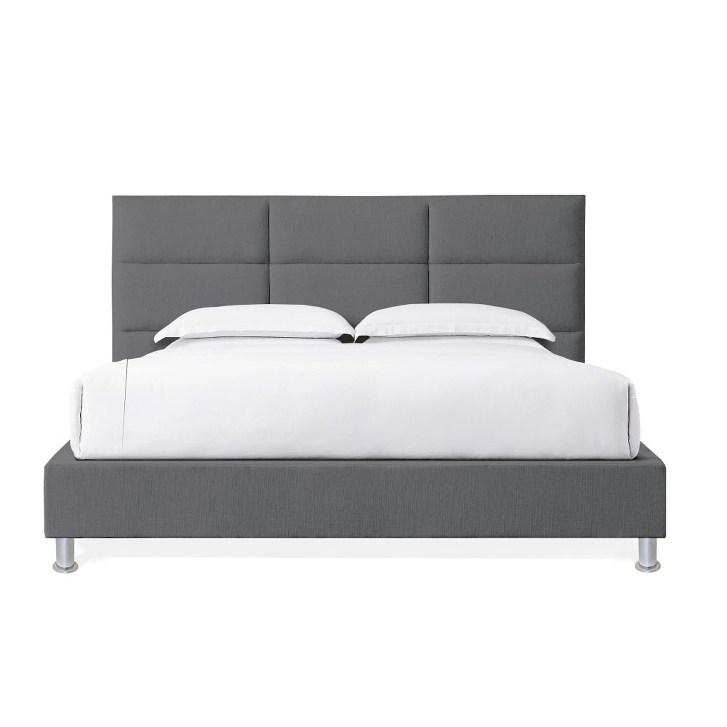 Base Cama Con Espaldar Queen Delhi Gris Plomo