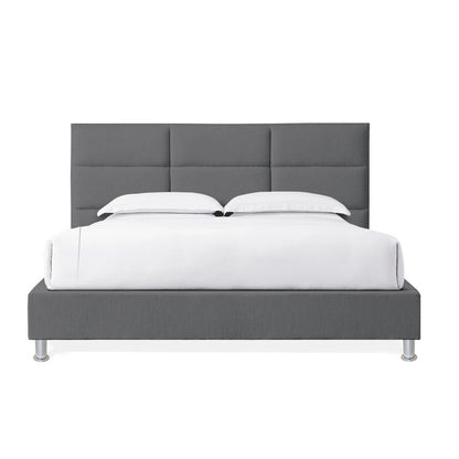 Base Cama Con Espaldar Queen Delhi Gris Plomo
