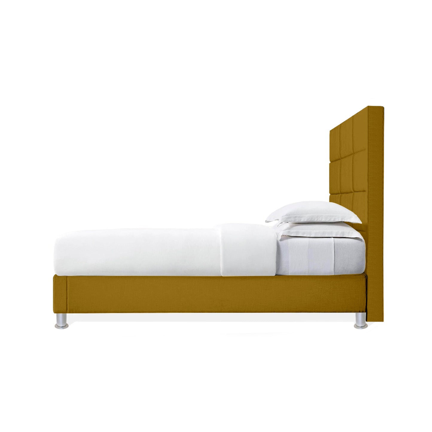 Base Cama Con Espaldar Queen Delhi Mostaza