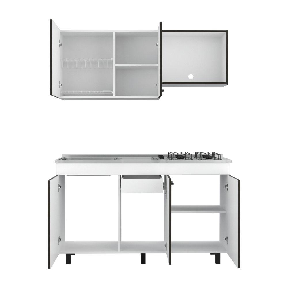Cocina Integral Junavi Blanco Y Wengue Con Mesón Derecho