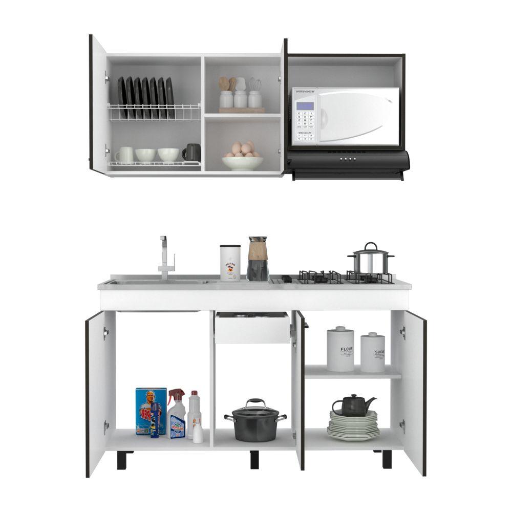 Cocina Integral Junavi Blanco Y Wengue Con Mesón Derecho