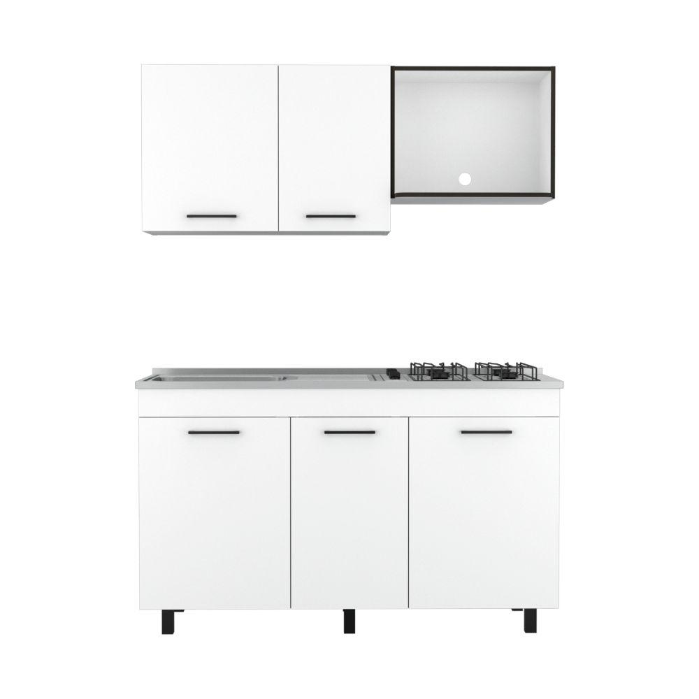 Cocina Integral Junavi Blanco Y Wengue Con Mesón Derecho