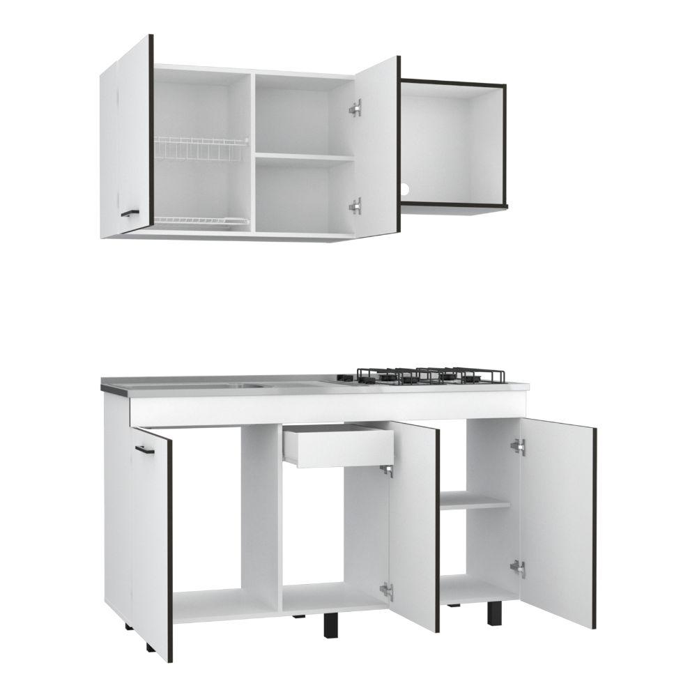 Cocina Integral Junavi Blanco Y Wengue Con Mesón Derecho