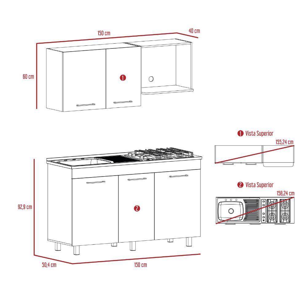 Cocina Integral Junavi Blanco Y Wengue Con Mesón Derecho