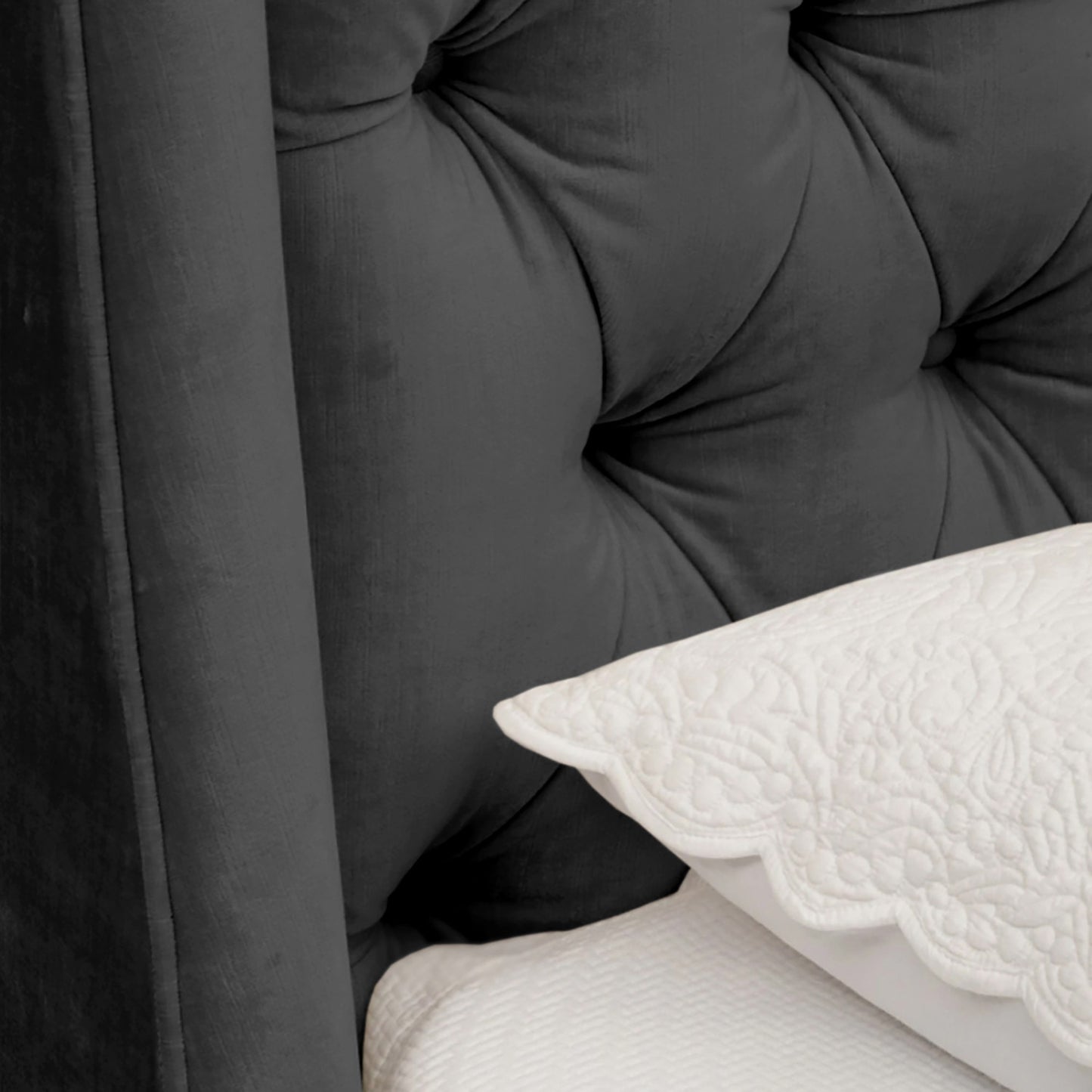 Base Cama con Espaldar + Colchon King Italia 200x200x150 gris plomo