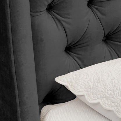 Base Cama con Espaldar + Colchon King Italia 200x200x150 gris plomo