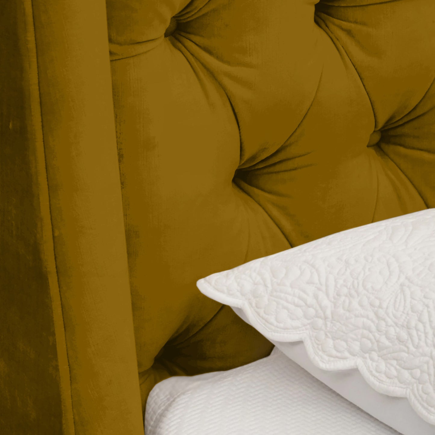 Base Cama con Espaldar + Colchon Queen Italia 160x190x150 mostaza