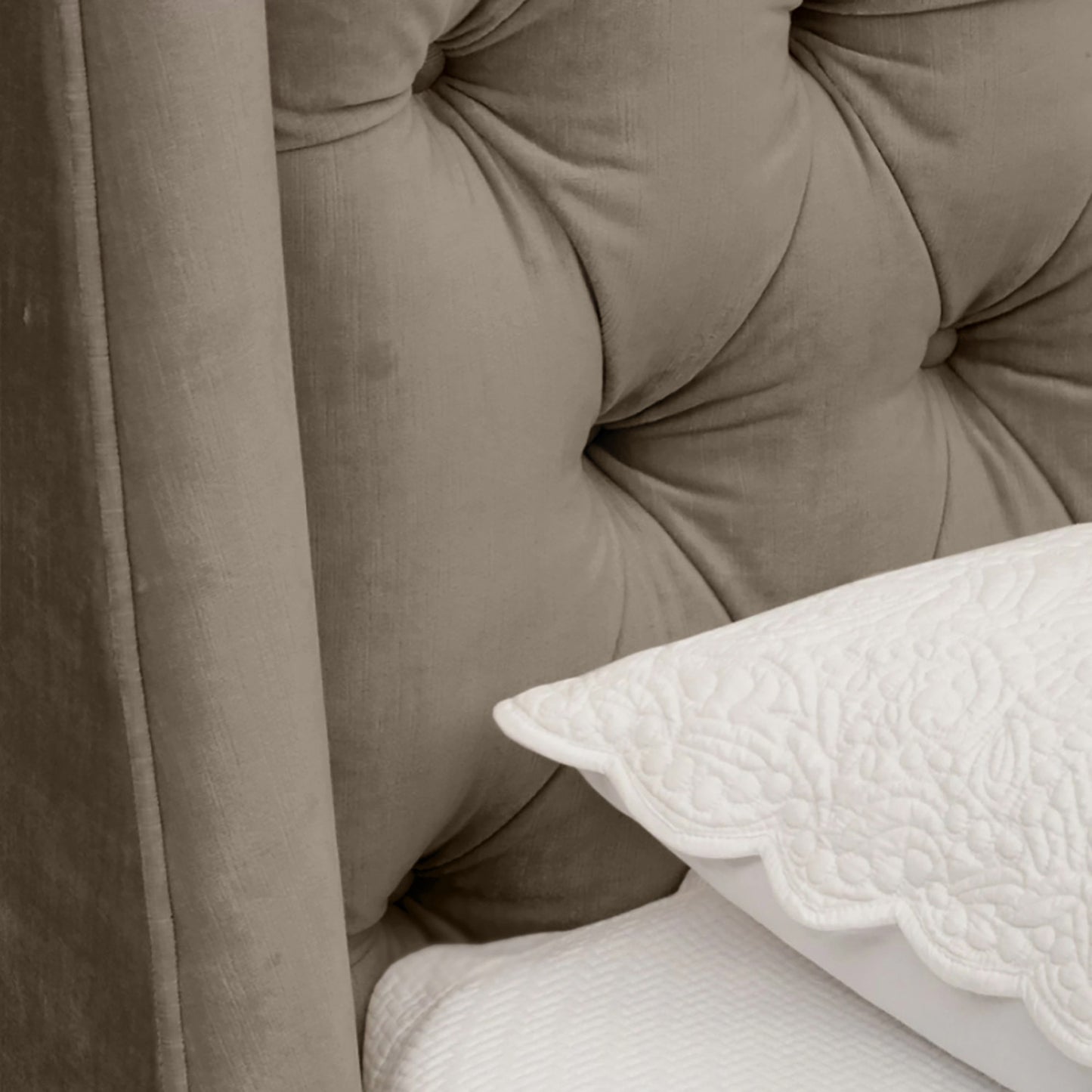 Base Cama con Espaldar + Colchon King Italia 200x200x150 taupe