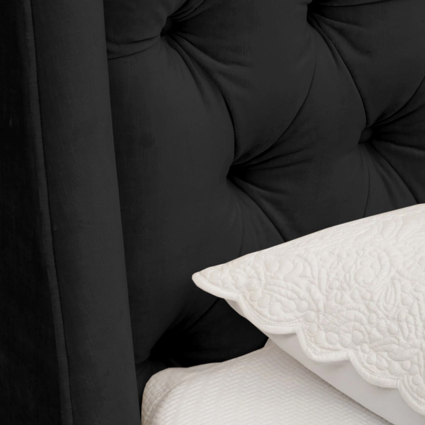 Base Cama con Espaldar + Colchon King Italia 200x200x150 negro