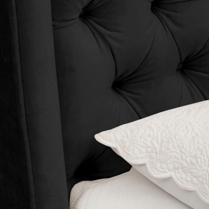 Base Cama con Espaldar + Colchon King Italia 200x200x150 negro