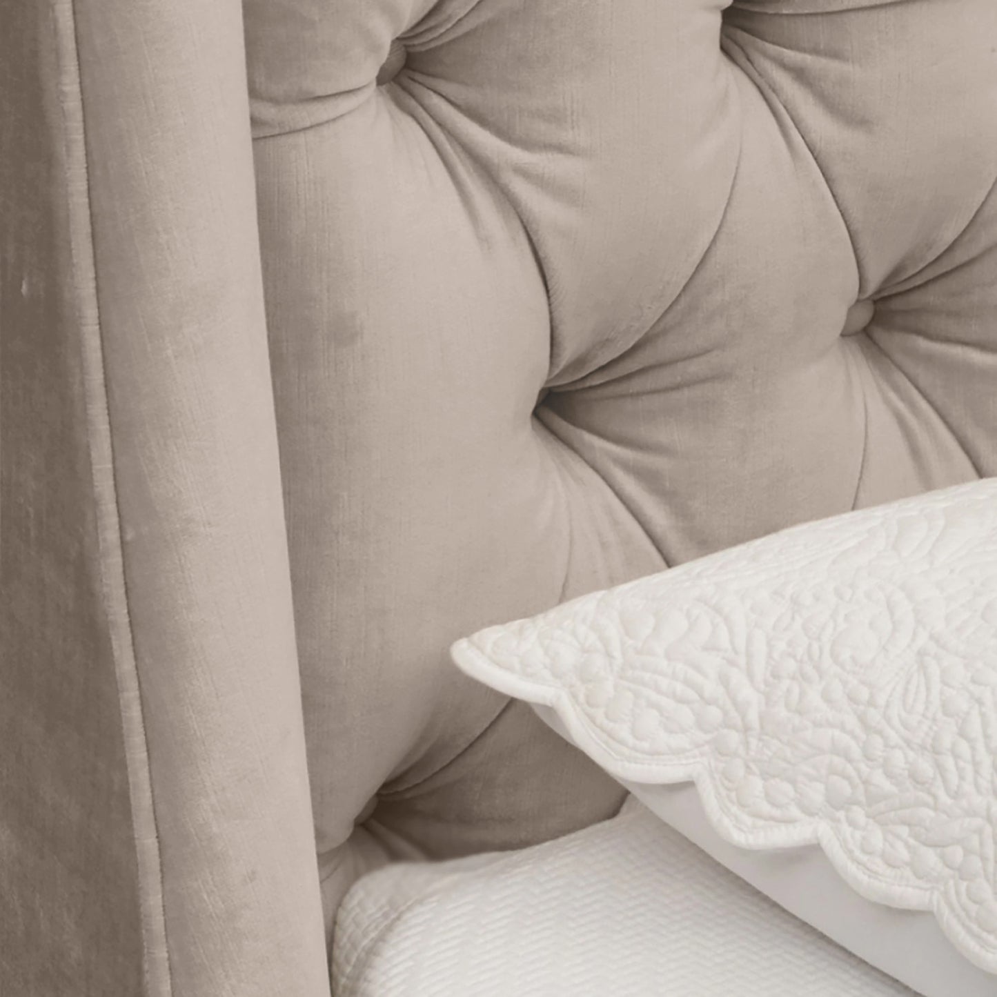 Base Cama Con Espaldar Sencillo Italia Beige