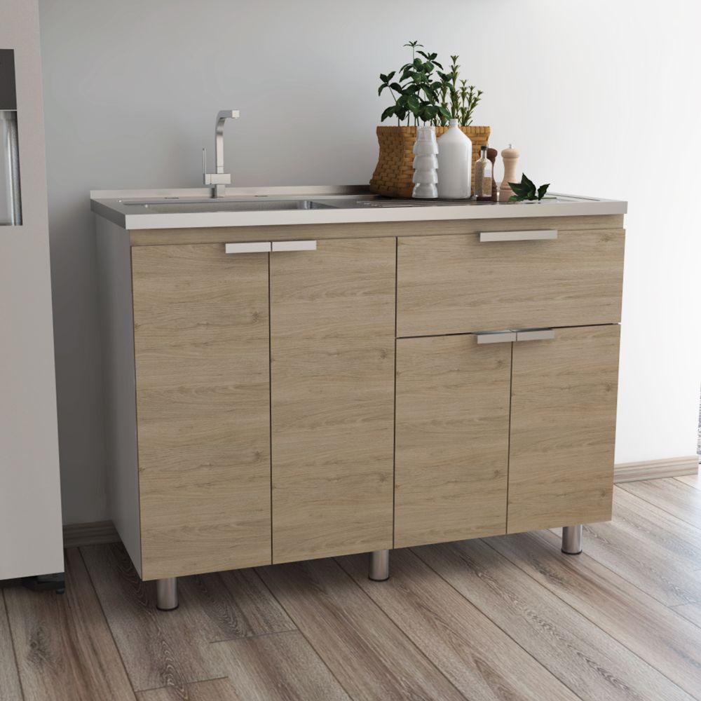 Mueble Inferior Nimora Blanco Y Rovere 120 Cm