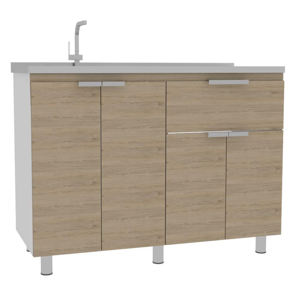 Mueble Inferior Nimora Blanco Y Rovere 120 Cm