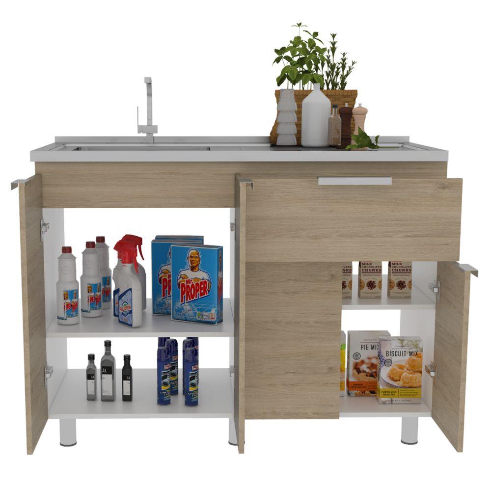 Mueble Inferior Nimora Blanco Y Rovere 120 Cm