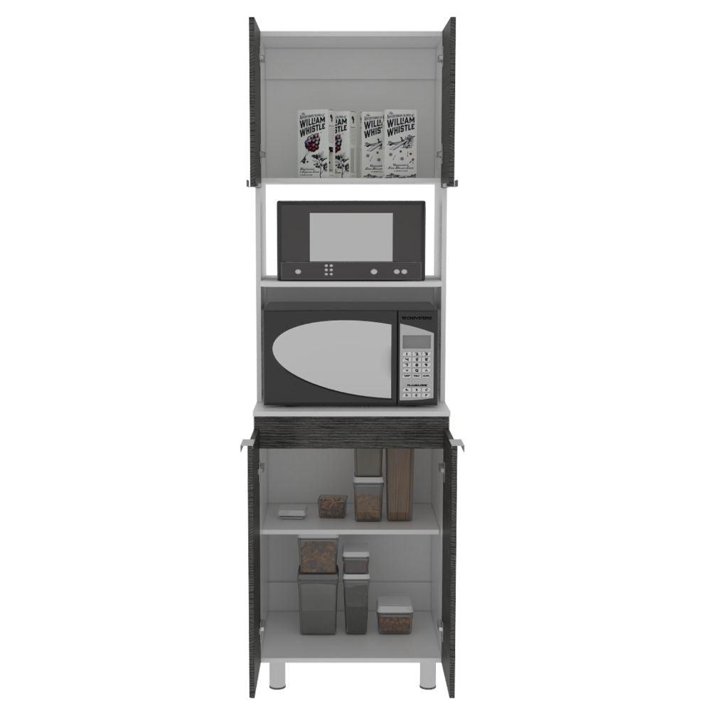 Mueble Microondas Nimora Blanco Y Roble Gris
