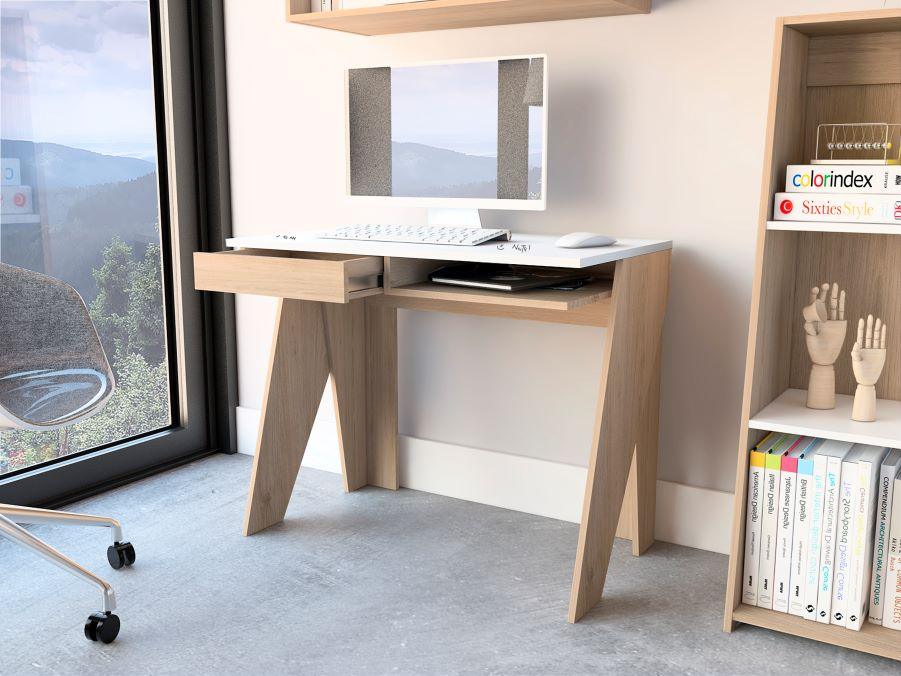 Escritorio Monit Rovere Y Blanco