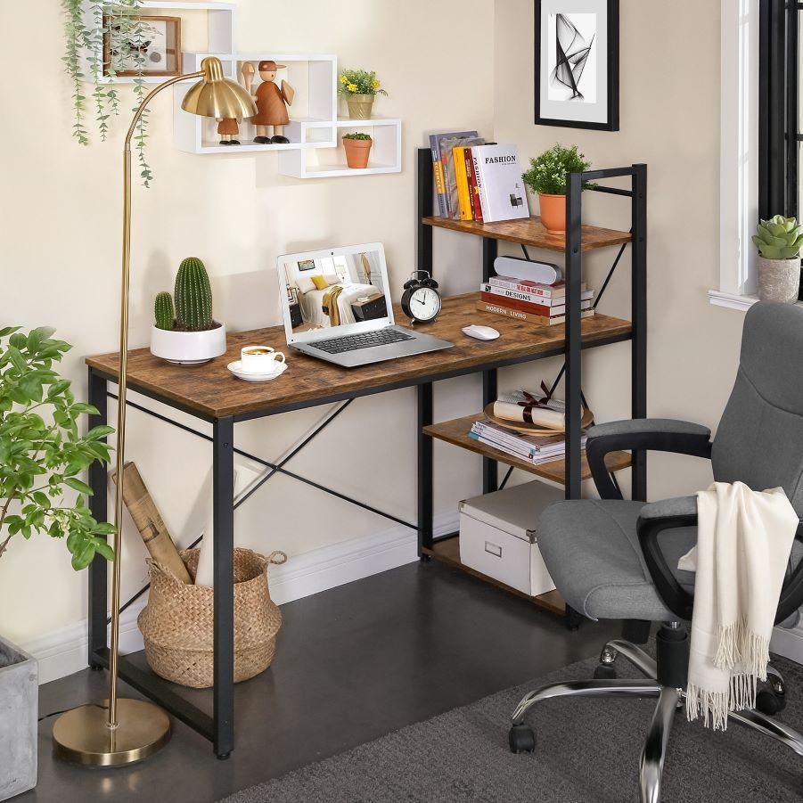 Escritorio Metalico Dlimes 120 X 130 X 60 Café Rustico