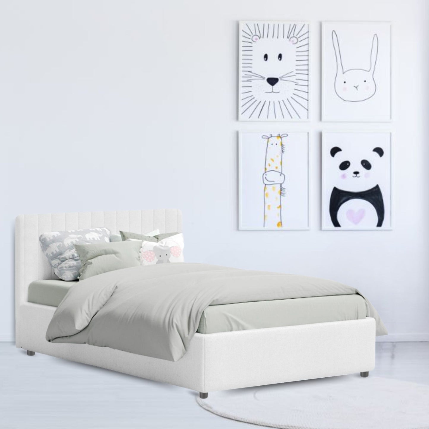 Base Cama Baul con Espaldar Semidoble Infantil Luna 120x190x120 blanco