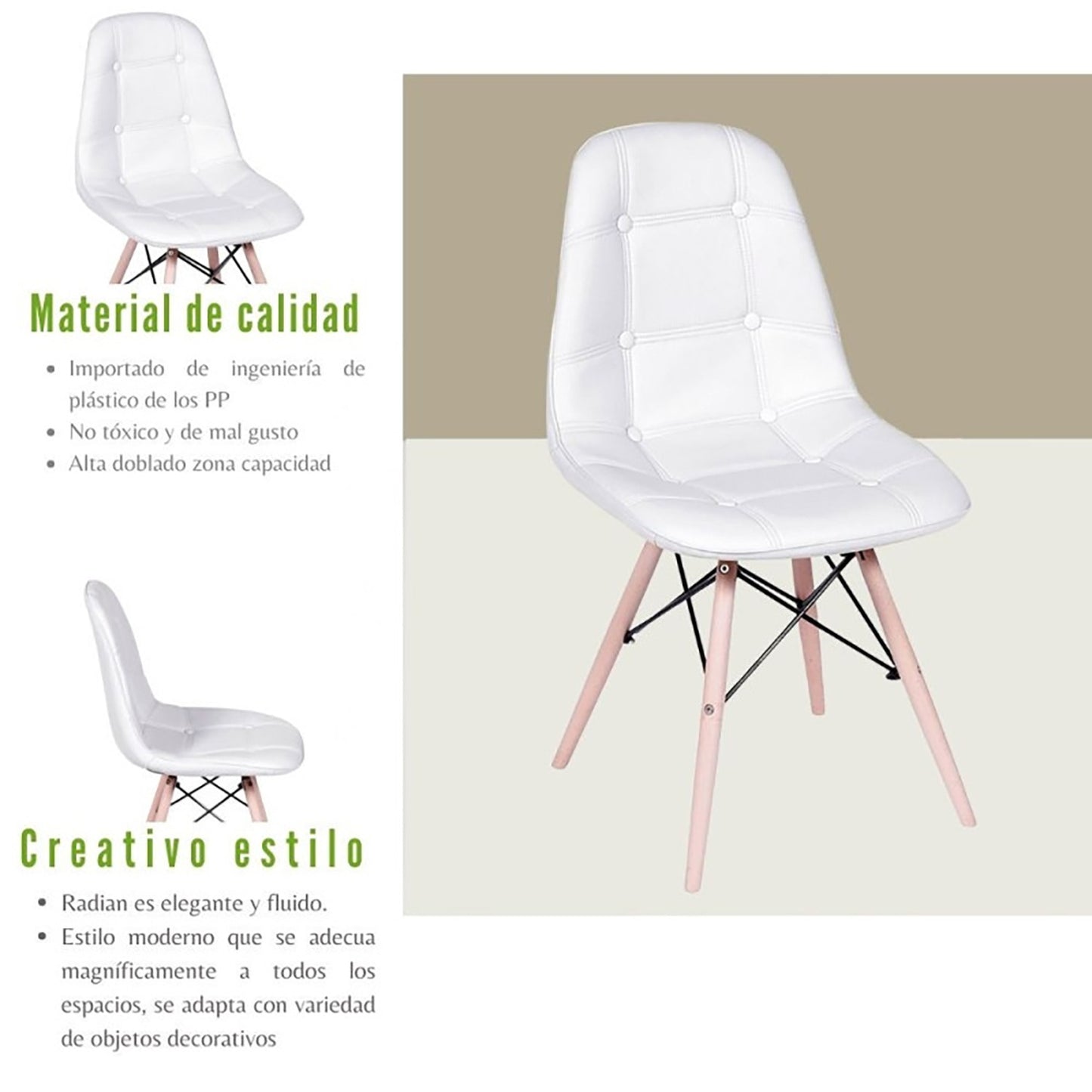 Silla Eames Botones Blanco